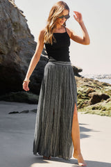 Striped Printed Slit Wide Leg High Waist Pants