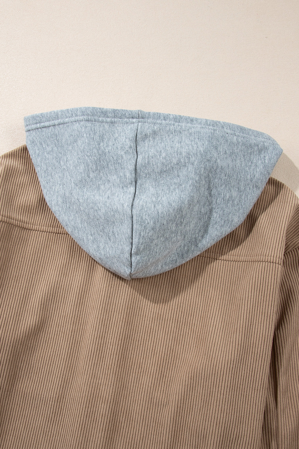 Black Hooded Drawstring Pockets Corduroy Shacket