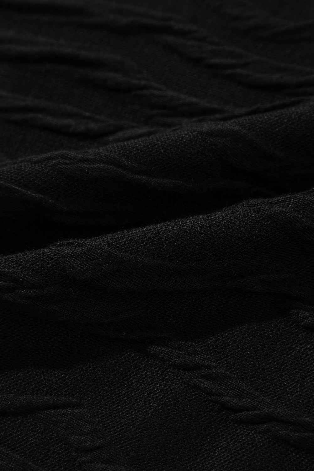 Sleek Black Wavy Textured Long Sleeve Slim Fit T-Shirt