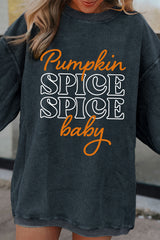 Dark Grey Textured Sweatshirt with Pumpkin Spice Baby Graphic for Halloween