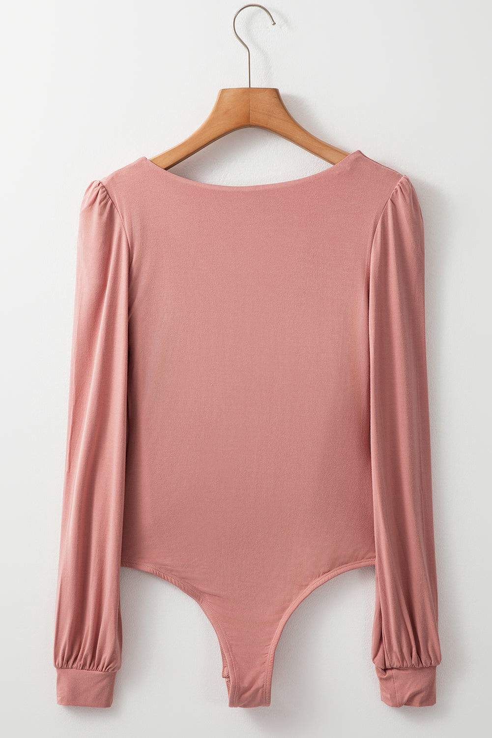 Fuchsia Elegant V-Neck Long Sleeve Casual Bodysuit