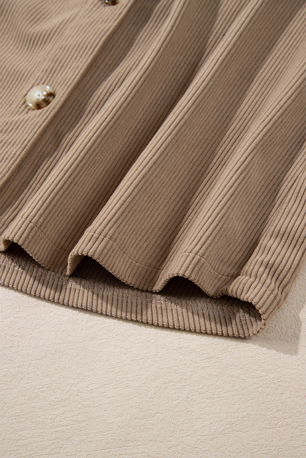 Black Hooded Drawstring Pockets Corduroy Shacket