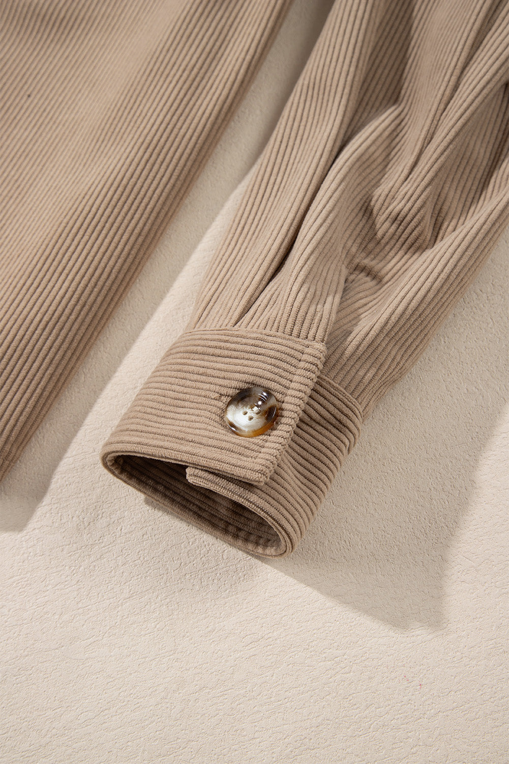 Black Hooded Drawstring Pockets Corduroy Shacket